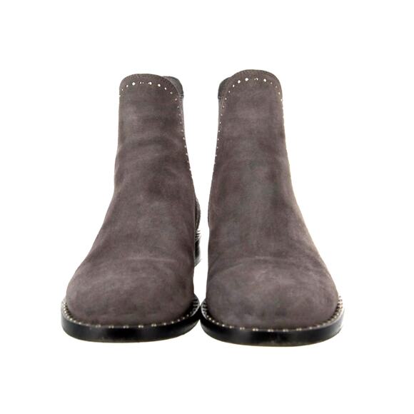 Jimmy Choo 6.5 Suede Studded Merril Chelsea Ankle Boots Pull on BOX Flat Gray - Picture 6 of 8